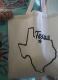 Texas Canvas Tote Reuseable 100% cotton 15 x 16 21 inch straps Made in Texas