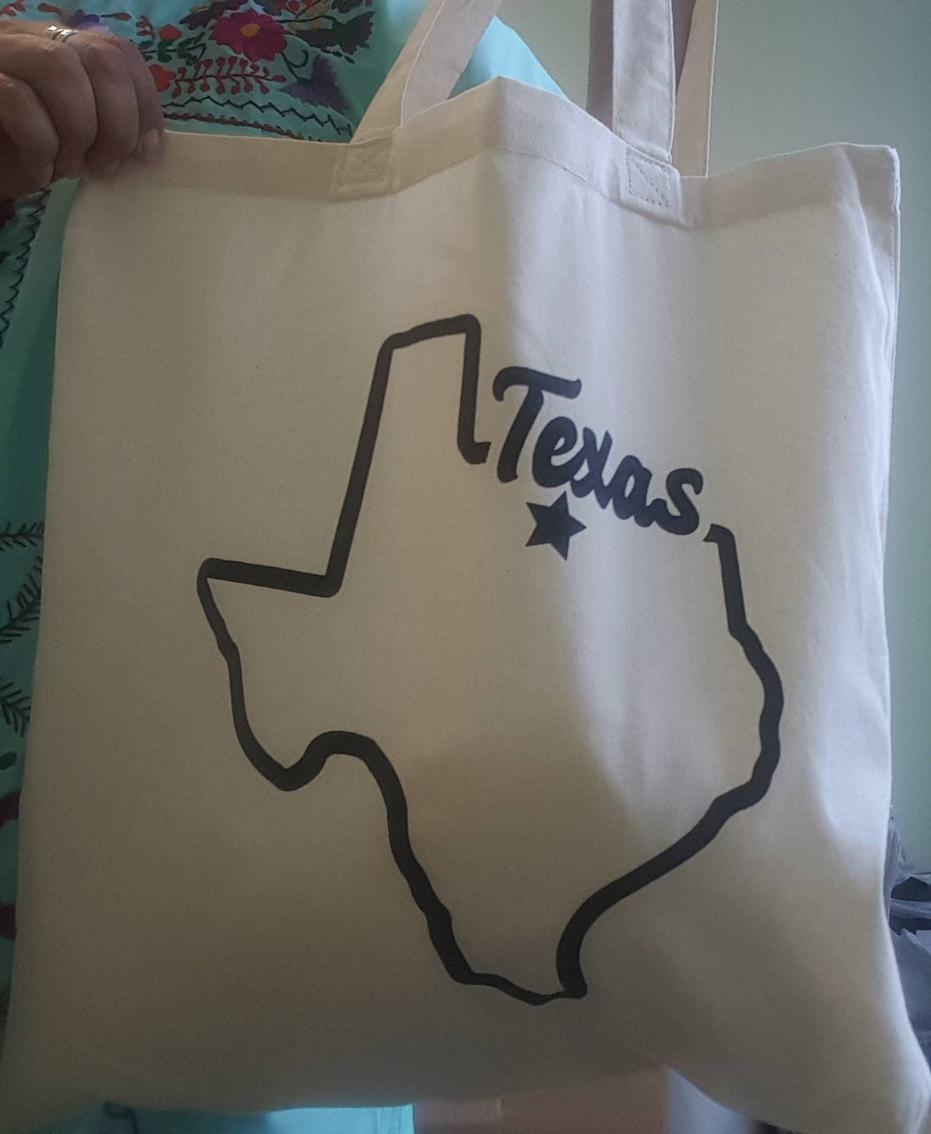 Texas Canvas Tote Reuseable 100% cotton 15 x 16 21 inch straps Made in Texas